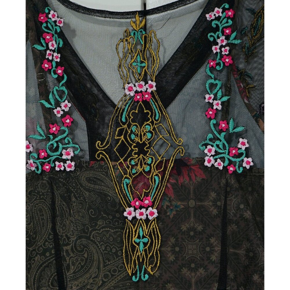 eshakti Black Floral Sheer V-Neck Maxi Dress - Picture 10 of 15